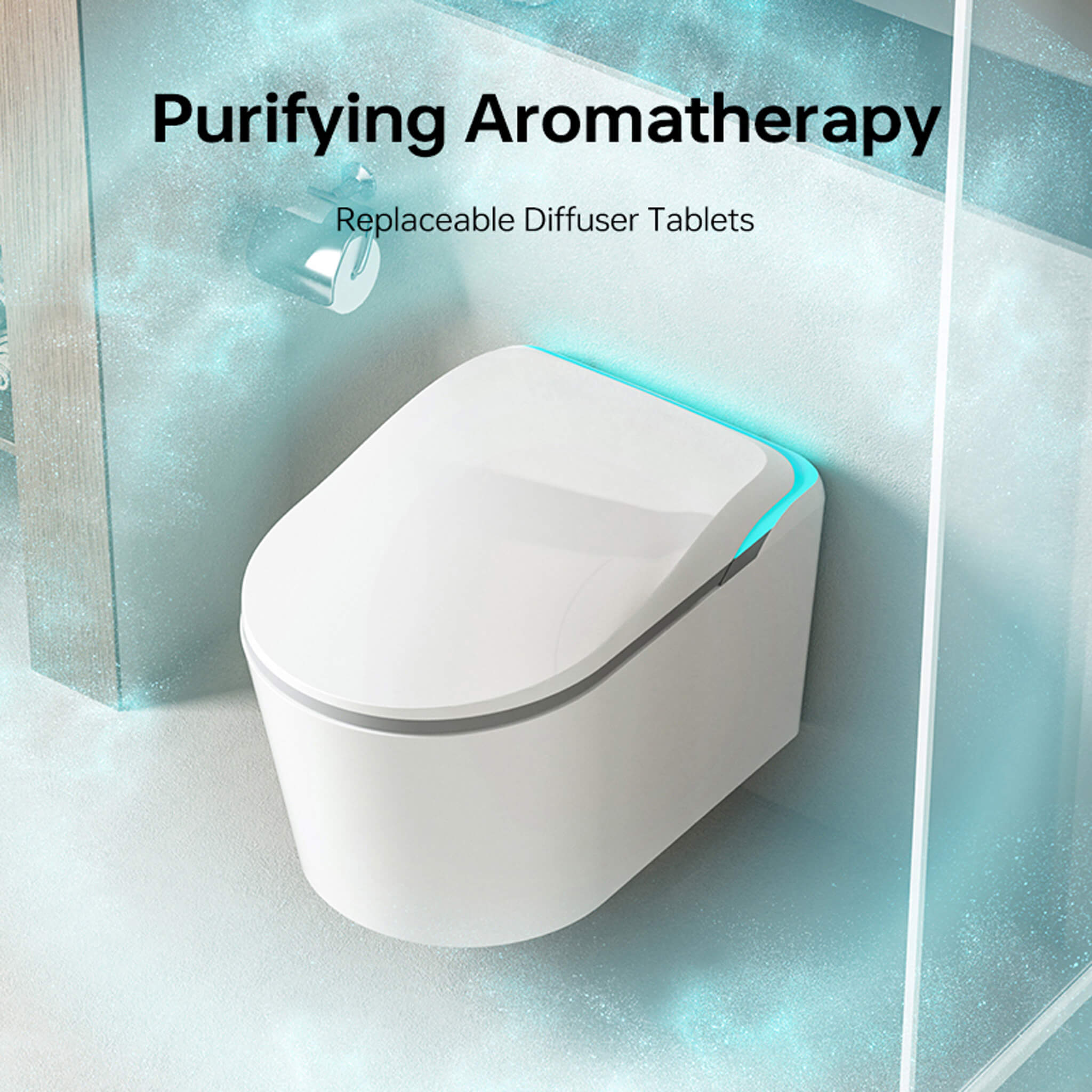 Detail of the Elevare smart toilet's seat and controls
