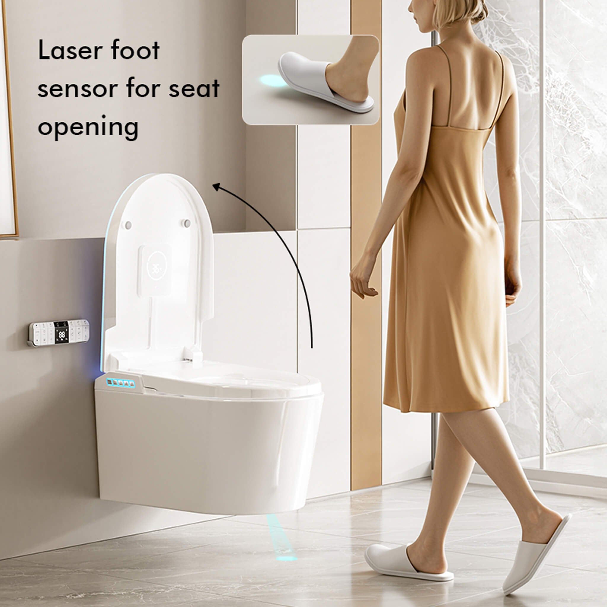 Laser positioning sensor guiding the Halo's automatic bidet wash