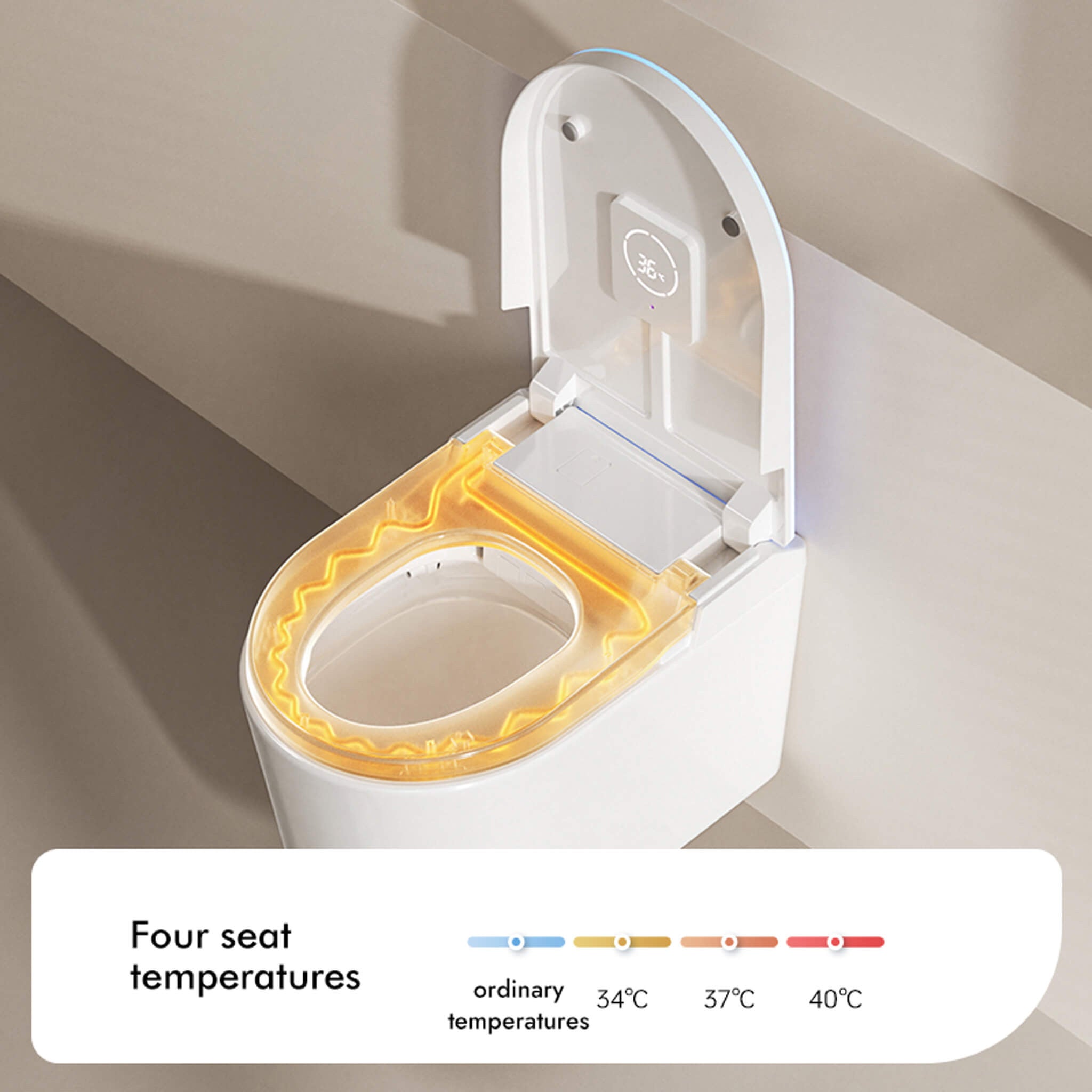 Adjustable heated-seat temperature control on the Halo smart toilet