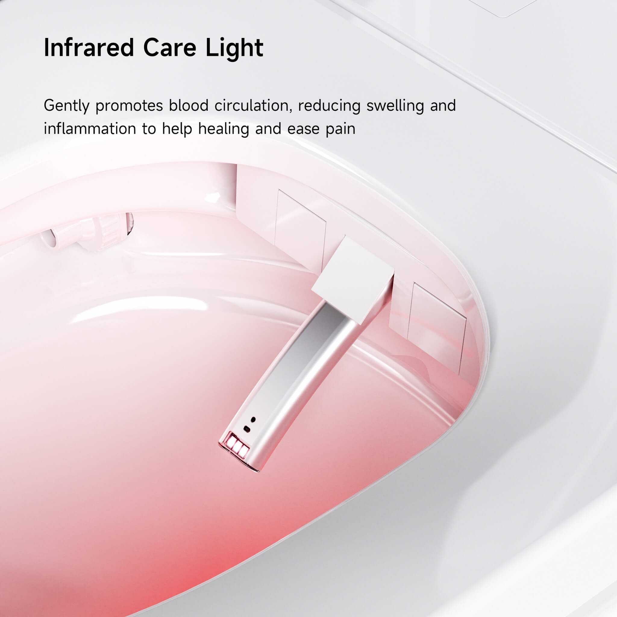 Infrared care lamp on the Elevare smart toilet
