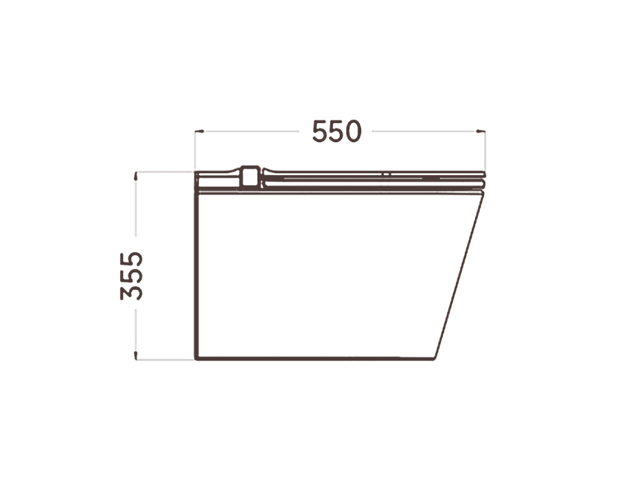 Side elevation: 550 mm from the wall, 355 mm high