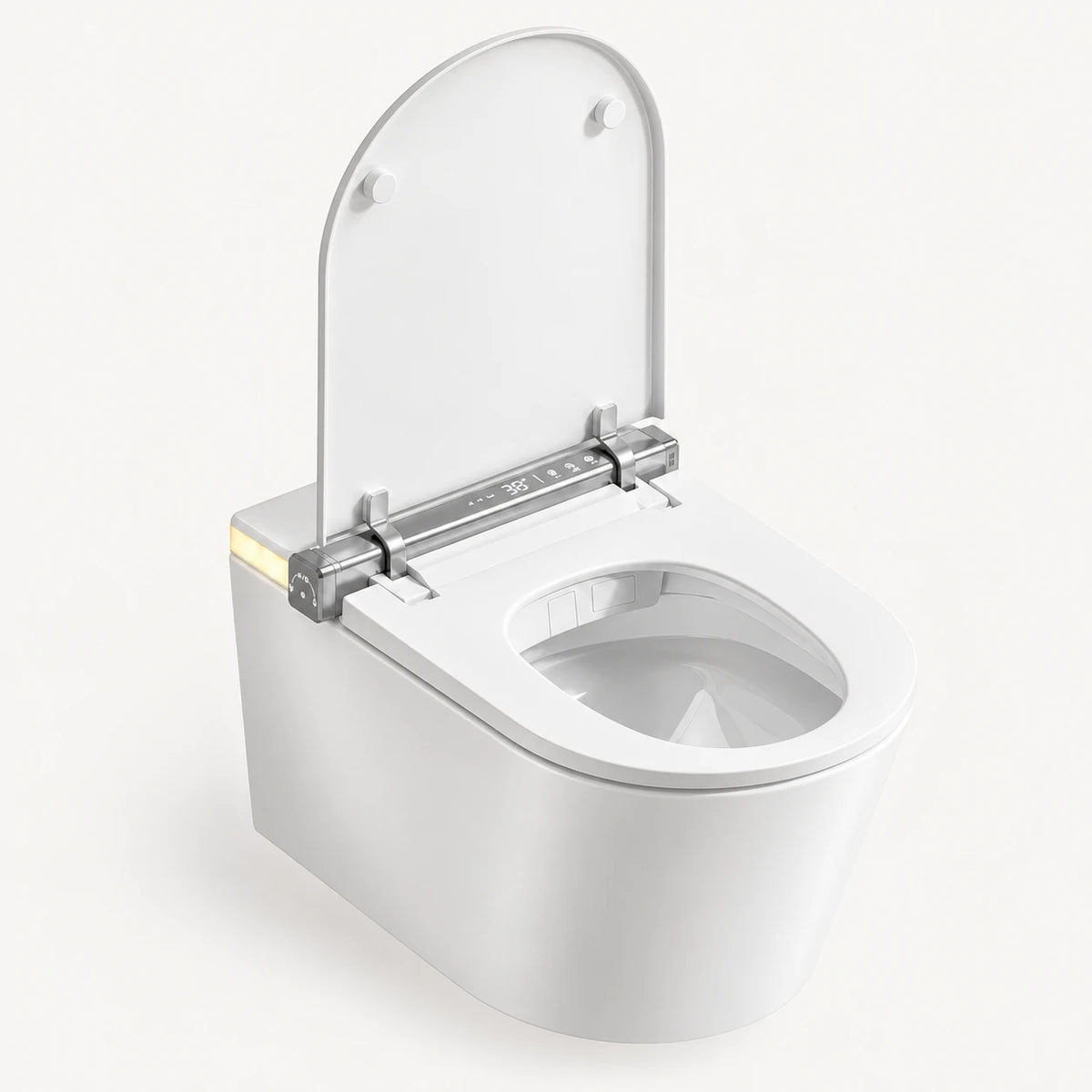 Tresani Clair white wall-hung smart toilet, with the lid open