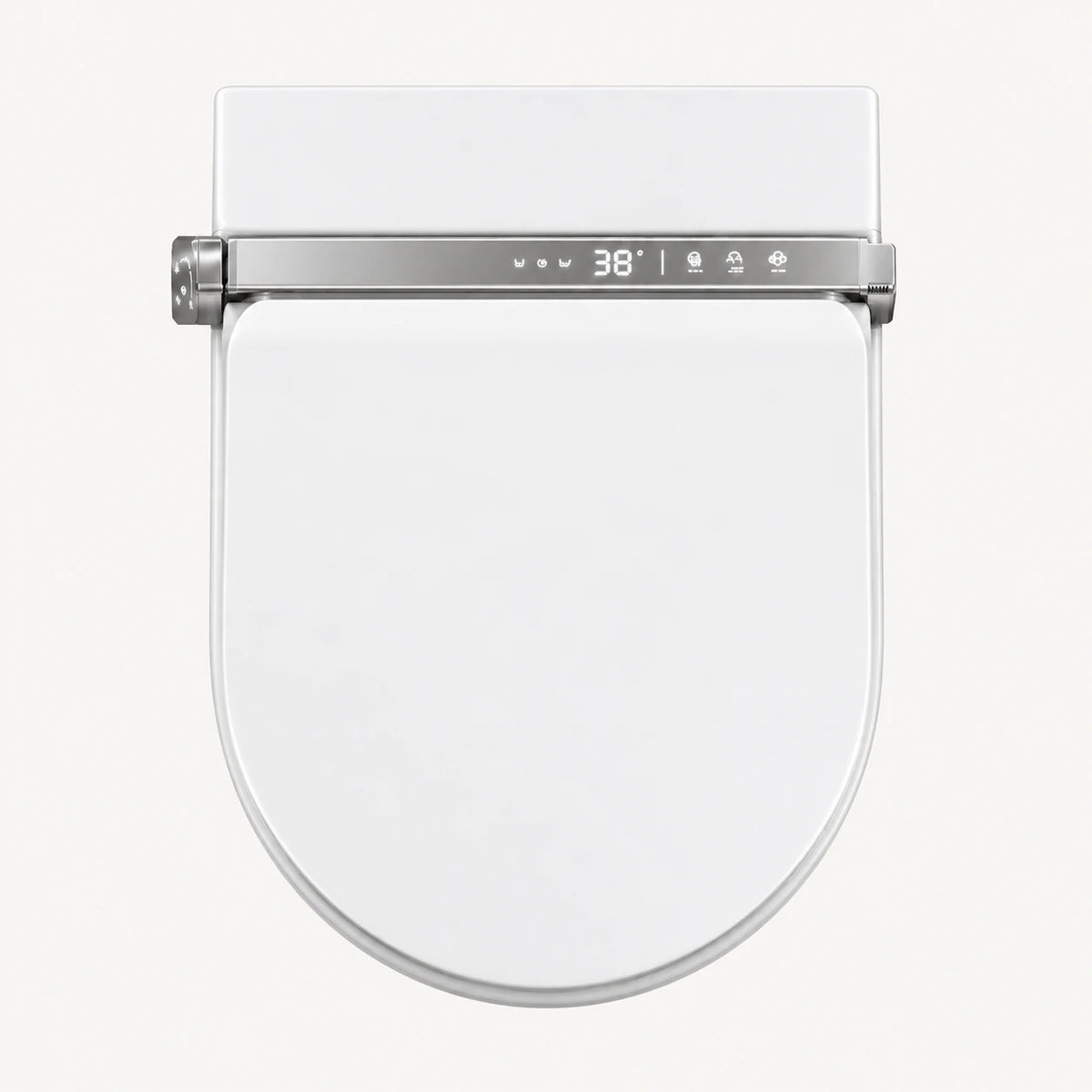 Tresani Clair white wall-hung smart toilet, seen from above, with the control bar and display