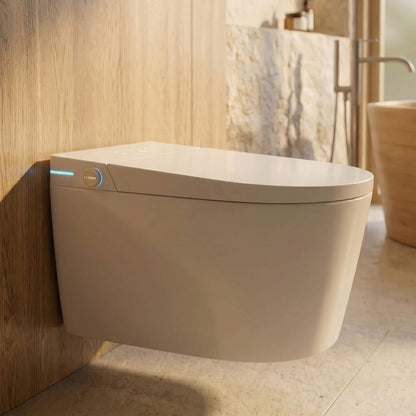 Side view of the Alto wall-hung smart toilet floating above the floor