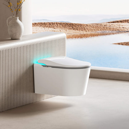 Elevare wall-hung smart toilet shown in a minimalist studio setting