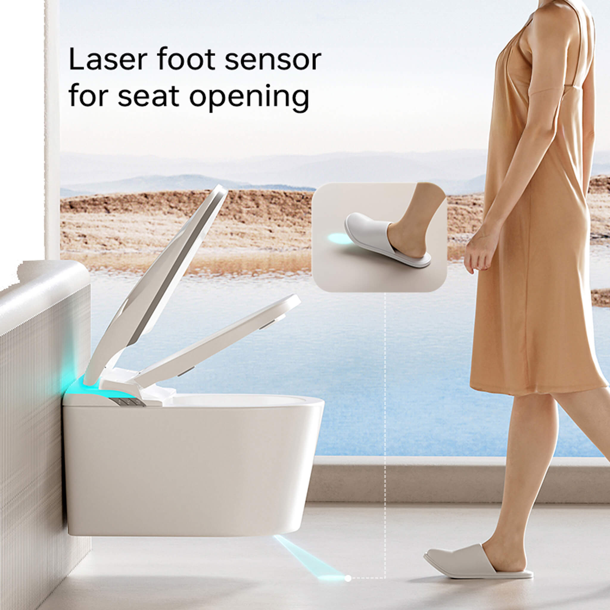 Elevare wall-hung smart toilet in a studio setting