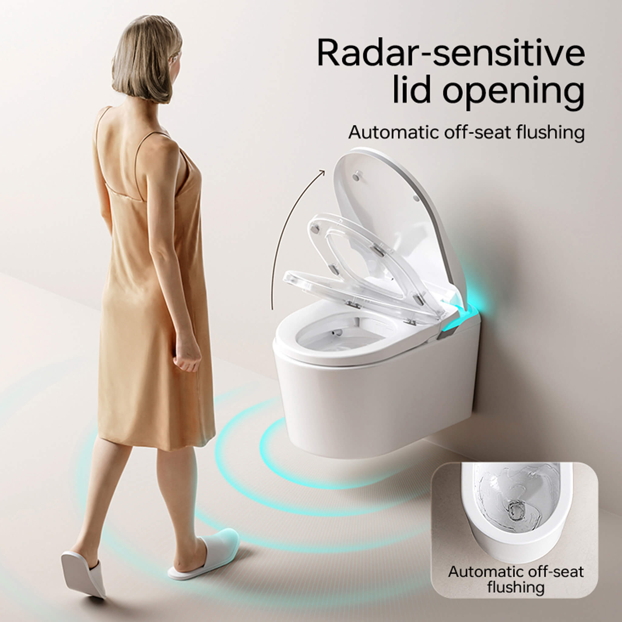Close detail of the Elevare smart toilet