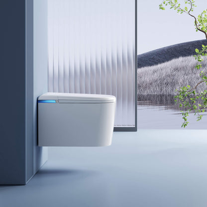 Axia wall-hung smart toilet shown from the front in a studio setting