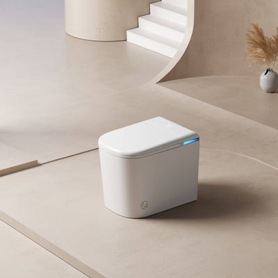 Top view of the Nexus smart toilet with the lid open, showing the rimless wash bowl