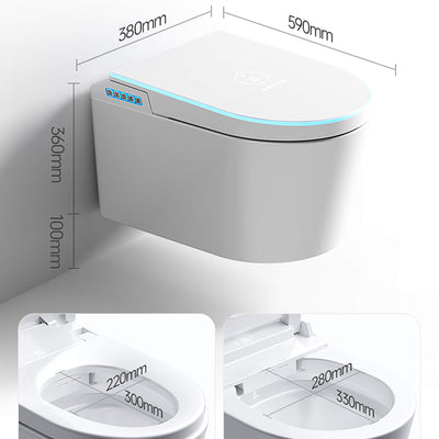 Dimensions diagram for the Halo wall-hung smart toilet