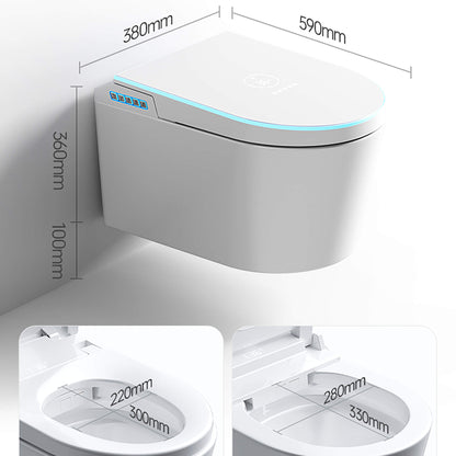 Dimensions diagram for the Halo wall-hung smart toilet