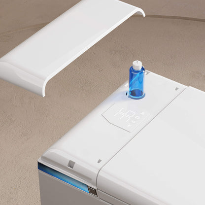 Self-cleaning bidet nozzle extending beneath the Nexus touch control panel