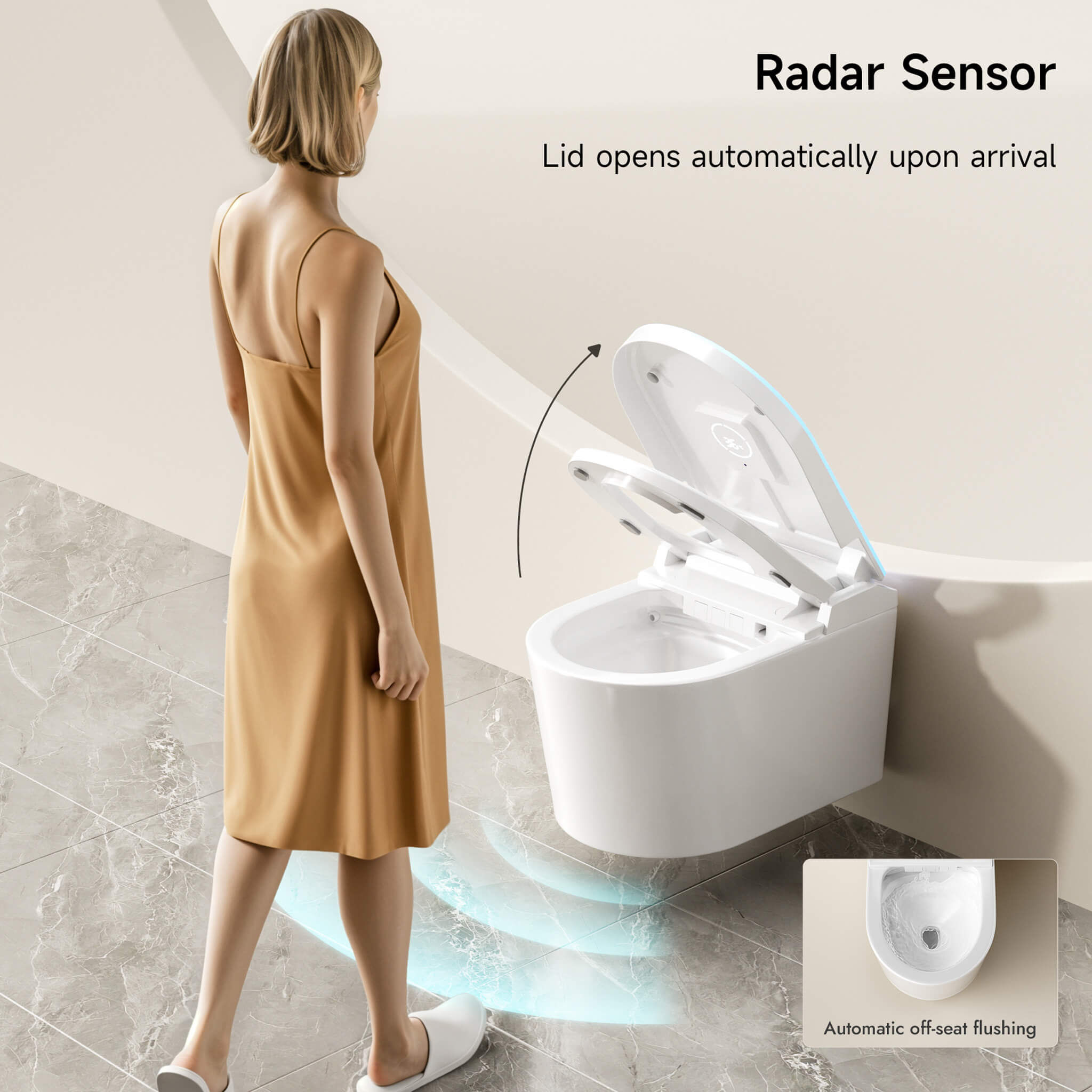 Radar sensor that opens the Axia's lid automatically as you approach