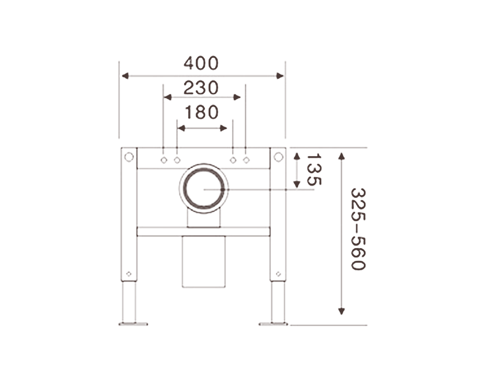 Concealed frame front, 400 mm wide, height adjustable 325 to 560 mm