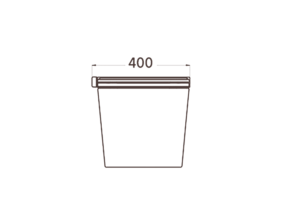 Front elevation, 400 mm wide including the side dial