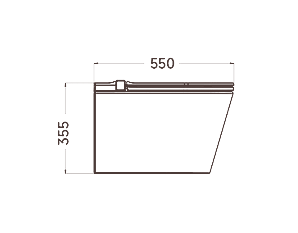 Side elevation, 550 mm from the wall and 355 mm high