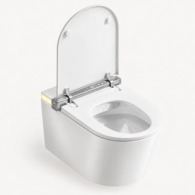 Tresani Clair white wall-hung smart toilet, with the lid open