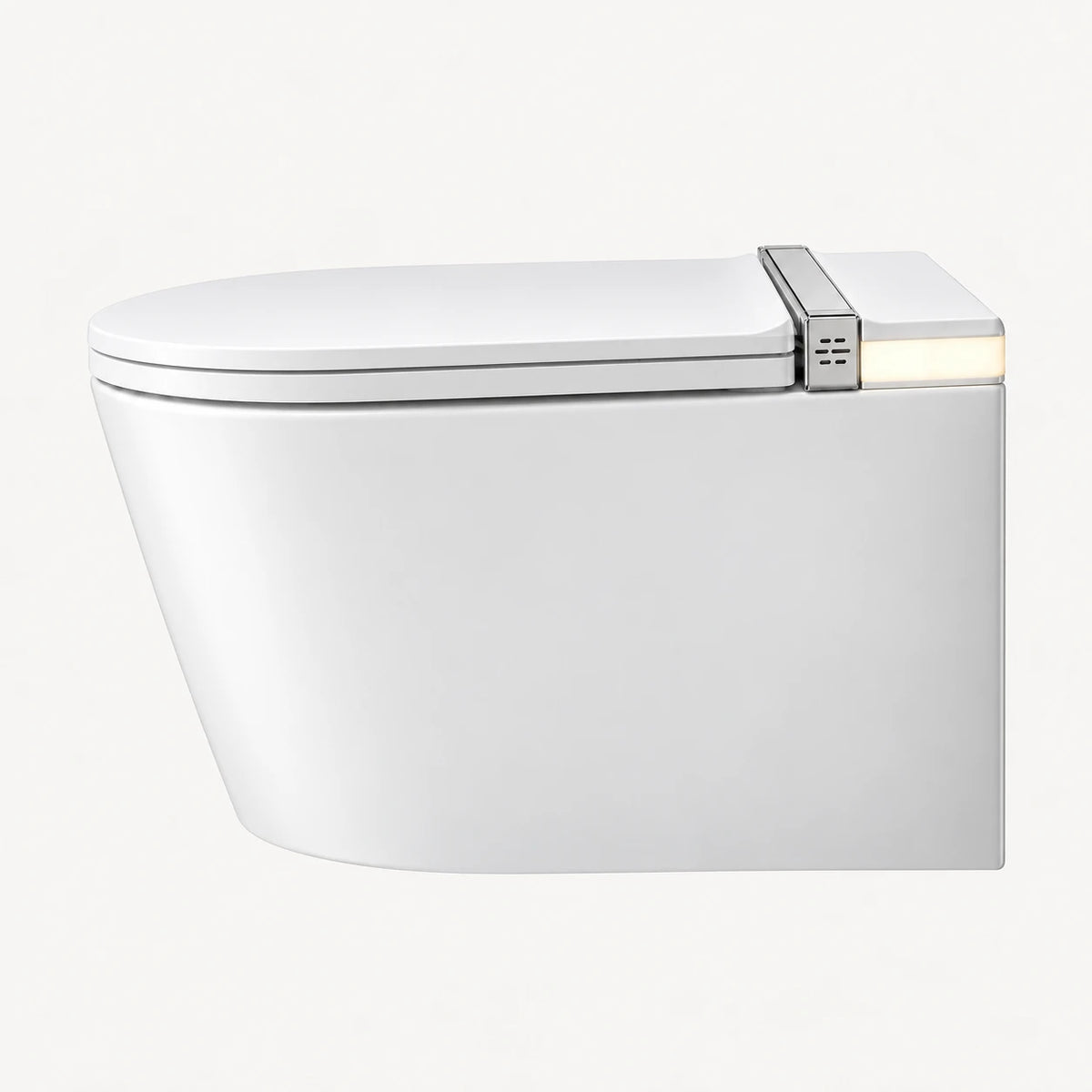 Tresani Clair white wall-hung smart toilet, right side view, showing its floating wall-hung profile