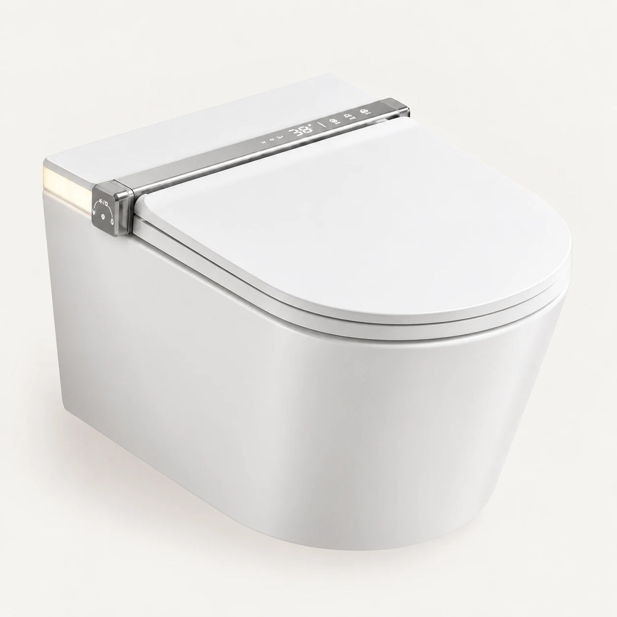 Tresani Clair white wall-hung smart toilet, three-quarter view