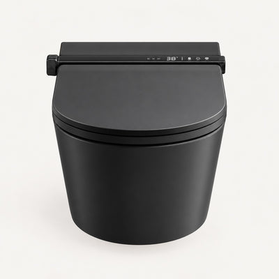 Tresani Obscur matt black wall-hung smart toilet, front view