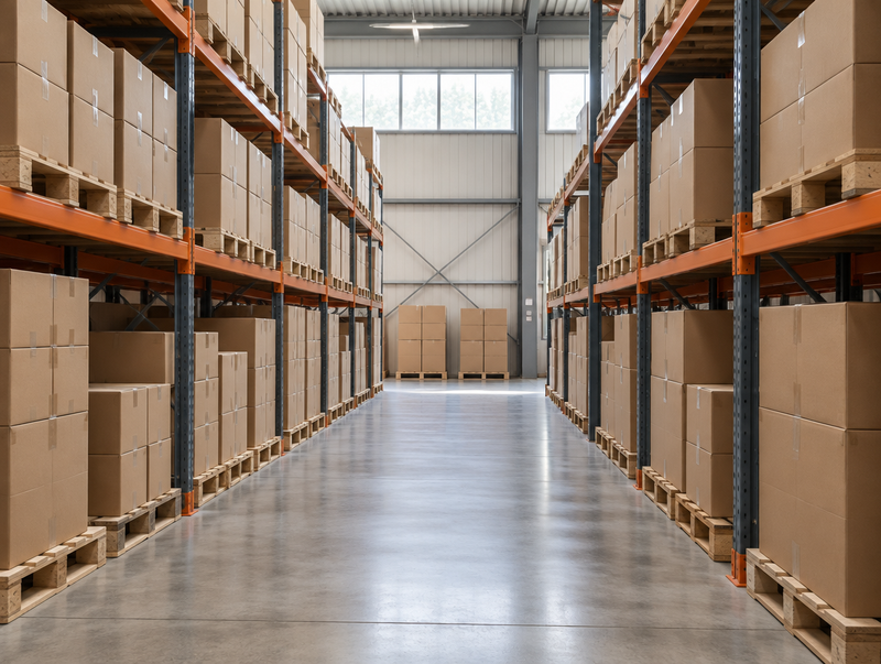 Boxed stock on pallet racking in a UK warehouse