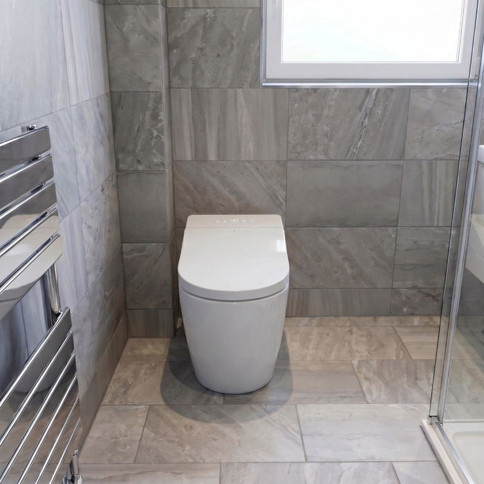 Customer photo — Tresani in a grey tiled shower room