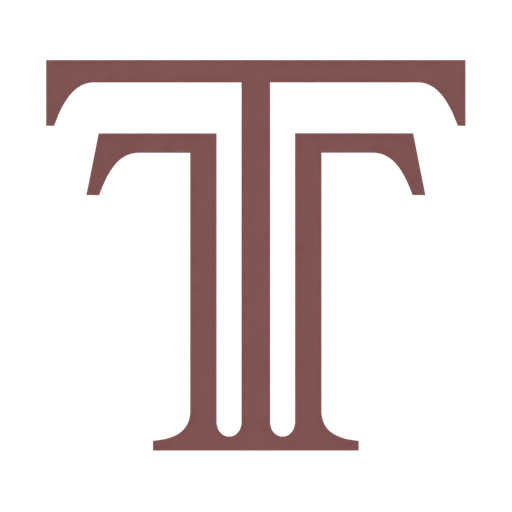 Tresani T monogram, brown on transparent, for mobile header