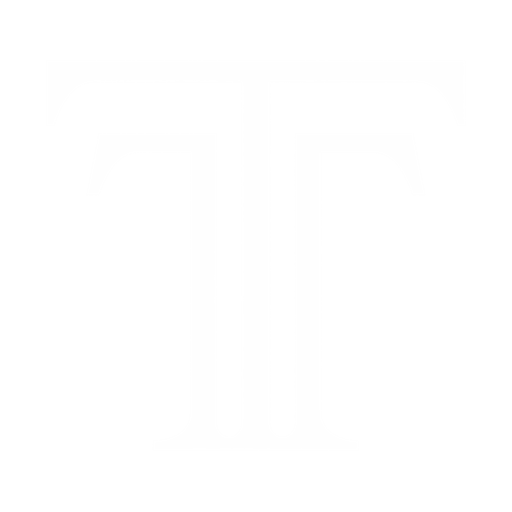 Tresani T monogram, white on transparent, for dark backgrounds